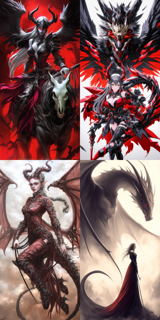 女性恶魔骑梦魇兽，空中飞行，曲线优美，五官精致，高画质，红色哥特服装，手持长鞭，动态模糊，暗黑风格，细节丰富，广角镜头，逆光，冷色调，神秘，威严。