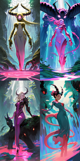 goddess and her demonic pet, with curvaceous figure, delicate features, rich details, high resolution, full body perspective, wide-angle lens, natural light, soft tones, sense of mystery, surrealism, dreamy effect, skin texture, and profound eyes, evoking a sense of temptation.