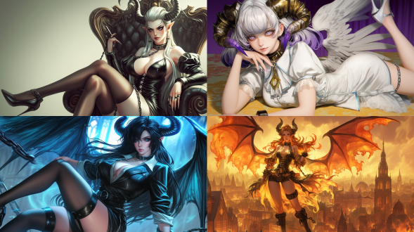 artgerm, anime illustration of female lucifer, with an angry expression, prisoner, collar, chain, prison, long and slender legs, stockings, high heels, 3d on behance, cgsociety, 8k resolution.