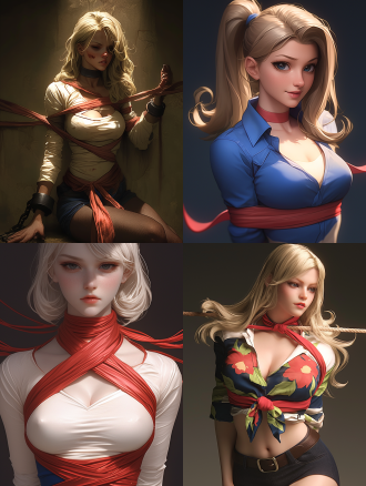 artgerm and james jean, anime visual of super model, realistic face moody lighting, pulling strings, prisoner, behance 3d, cgsociety!, on a mannequin. high resolution, inspired by feng zhu, silken blonde hair, trending on artstaion, female goku, affable ， wenjun lin, tied - up shirt, marc _ simonetti