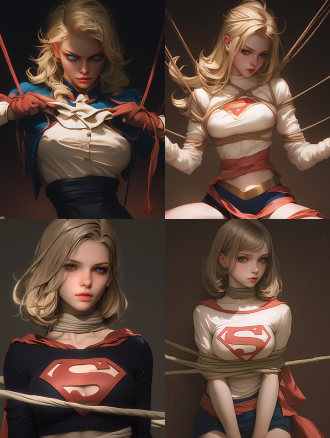 artgerm and james jean, anime visual of super model, realistic face moody lighting, pulling strings, prisoner, behance 3d, cgsociety!, on a mannequin. high resolution, inspired by feng zhu, silken blonde hair, trending on artstaion, female goku, affable ， wenjun lin, tied - up shirt, marc _ simonetti