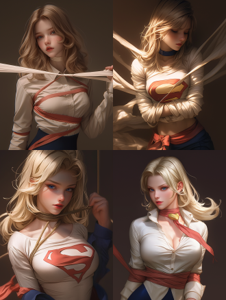 artgerm and james jean, anime visual of super model, realistic face moody lighting, pulling strings, prisoner, behance 3d, cgsociety!, on a mannequin. high resolution, inspired by feng zhu, silken blonde hair, trending on artstaion, female goku, affable ， wenjun lin, tied - up shirt, marc _ simonetti