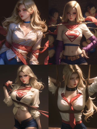 artgerm and james jean, anime visual of super model, realistic face moody lighting, pulling strings, prisoner, behance 3d, cgsociety!, on a mannequin. high resolution, inspired by feng zhu, silken blonde hair, trending on artstaion, female goku, affable ， wenjun lin, tied - up shirt, marc _ simonetti