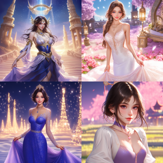 elegant dress, rossdraws global illumination, carpet photo, full-body, front view，epic fantasty card game art, profile picture 1024px, rendering of beauty pageant, charming gown, party background, beautiful avatar pictures, very beautiful and elegant，perfect body，anime girl, photorealistc, sparkling jewelry,full photo, in rich color, at the party