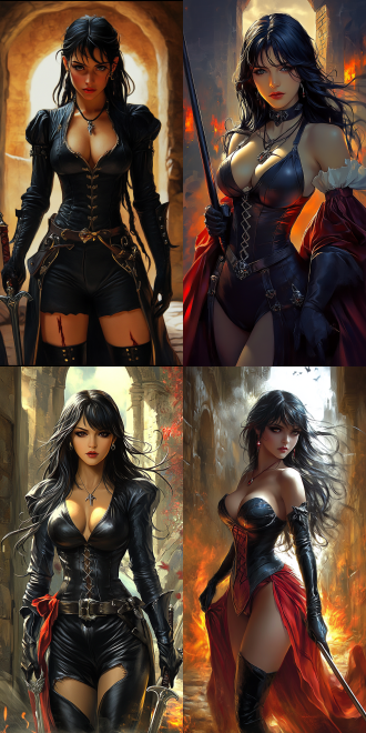 female vampire hunter，身材火辣，恶魔城背景，贝尔蒙特家族，手持长鞭，阴暗风格，全身照，大腿线条流畅