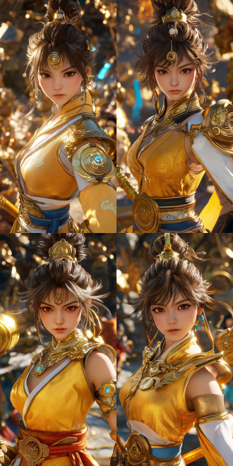 女性孙悟空，火辣身材，金箍棒，西游记背景，赛璐璐风格，黑神话悟空元素，虚幻5渲染，动态姿势，明亮色彩，侧光，广角镜头，战斗场景，力量感，神秘氛围。