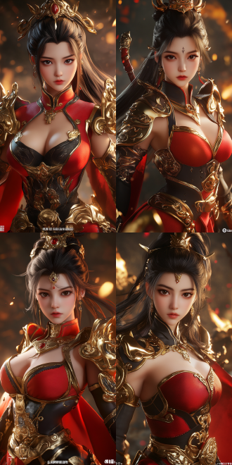 female sun wukong, perfect figure, hot figure,golden cudgel, background of journey to the west, cell shading style, elements of black myth wukong, unreal engine 5 rendering, dynamic poses, bright colors, side light, wide-angle lens, battle scene, sense of power, mysterious atmosphere
