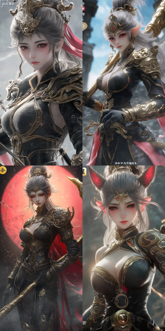 female sun wukong, perfect figure, hot figure,golden cudgel, background of journey to the west, cell shading style, elements of black myth wukong, unreal engine 5 rendering, dynamic poses, bright colors, side light, wide-angle lens, battle scene, sense of power, mysterious atmosphere