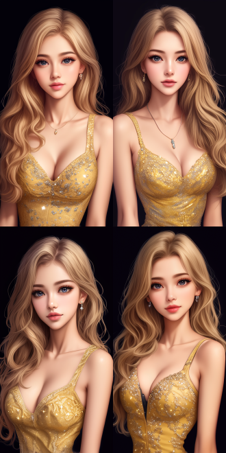 full body cgsociety, beautiful and charming anime female, evening dress, bright long hair, korean face features, bodysuit, wearing a sparkling dress, upper body avatar, intricate, skydoll noa, very detailed beautiful face, luxury decoration, warm color tone, charming, anime style, magazine cover