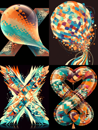 a fatty inflatable number x, floating in the air, holographic purple and pink, minimalistic. on black background, 3d typography design