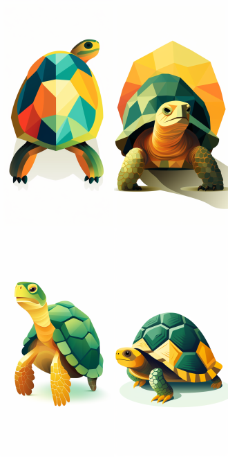 乌龟爬行，绿色云朵，纯白背景，亨利·马蒂斯，艾瑞·卡尔，简单线条，极简主义，扁平设计，矢量风格，柔光，高分辨率，专业色彩分级，清晰锐利，柔和阴影，无对比度，简约风格。