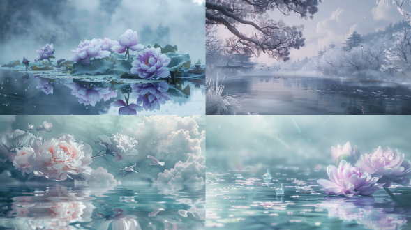 三醉芙蓉·朝白暮紫·蜀锦纹样·浣花溪畔 木莲照水·薛涛笺色·青城山雾·泼彩流霞 拒霜傲寒·青绿山水长卷·雁渡寒潭倒影