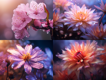 花开，特写镜头，自然环境，柔和光线，微距摄影，鲜艳色彩，细腻纹理，生机勃勃，宁静氛围。