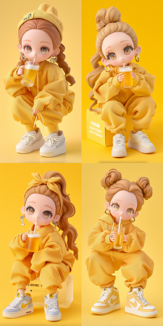 可爱兔子吉祥物穿潮流装和运动鞋喝啤酒，街头风，干净背景，3d玩具，c4d制作，oc渲染，高分辨率，丰富细节，8k。