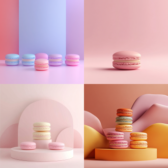 马卡龙纯色配色背景 柔和光 分布均匀 地上有产品展示台台子上无产品 居中布局 背景干净