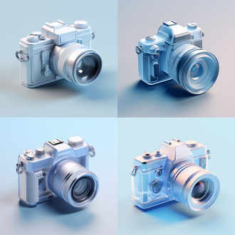 a camera icon, blue, frosted glass, transparent technology sense, industrial design, isometric view, light gray background with simple linear detail, studio lighting, 3d, c4d, blender, ocrenderer, pinterest, dribbble, high detail, 8k