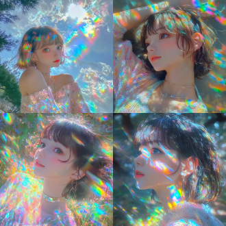 短发女孩，眼神灵动，毛发光泽，广角镜头，自然光，高饱和色彩，动态捕捉，和谐，希望，清新，活力，户外，微笑，自然表情，明亮，生动，青春。