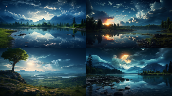 清凉夏日，扎尕那美景，夜色，明月高空，远景，真实风景拍摄，唯美意境，高清画质