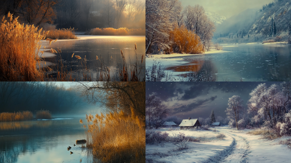 初冬，夜色，微风，自然光线，唯美意境，高清画质