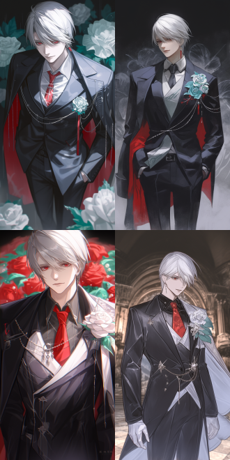 红发长发男性欧美男美丽的脸白色衣服黑色皮裤工装赛博朋克俊美帅哥躯体纹身玫瑰红色瑰花饰品华丽近距离面部特写白色长发锁骨长睫毛浅红色的眼睛黑色西服耳环发丝凌乱项链珠光的色调珍珠美丽的组成精致的美感前视图首饰男性焦点丝绸质感轻纱浅色嘴唇美人绝美五官单人含情眼李洙赫蔡徐坤8k画质清透薄涂纤细轻薄冷光闭嘴微笑 虚幻引擎 赛博朋克城 参数化建筑 新未来主义 未来主义 哥特式建筑