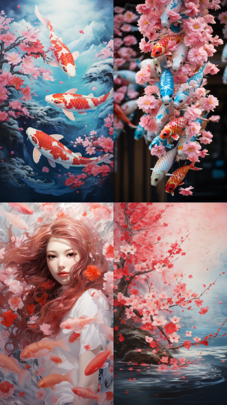 koinobori and cherry blossoms