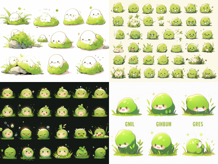 小草表情包，可爱顽皮，大胆漫画线条，简笔画风格，动态无背景，f/16小组风格，粉笔质感，5:6比例，250细节，niji5风格，400情感，可爱元素，高对比度，暖色调，侧光，快速快门，跳跃，紧张。