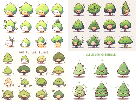 小树表情包，可爱顽皮，大胆漫画线条，简笔画风格，动态无背景，f/16小组风格，粉笔质感，5:6比例，250细节，niji5风格，400情感，可爱元素，高对比度，暖色调，侧光，快速快门，跳跃，紧张。