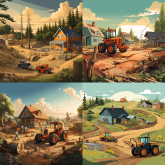 新农村建设 插画