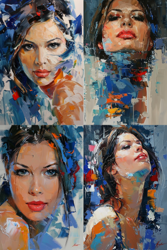 迷幻液体绘画，液体的女性面部，液体颜色，绿色，蓝色钴，宝石红，橙色，黄色，粉红色，高度详细