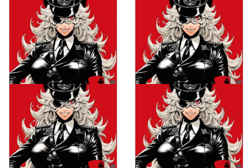 少女形象，长耳精灵，蓬乱银发，红色眼睛，白色衬衫，红色领带，红色袖章，少女体型，军靴，18岁左右，腰间武士刀，暗色调，侧光，冷光，高对比度，阴郁氛围，特写镜头，锐利焦点，动态捕捉，压抑情绪。