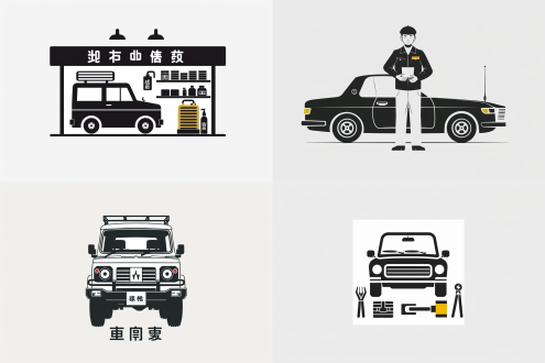 design a logo for a maintenance car, simple, flat, with a pure white background, flat logo, minimalist,simple lines, flat illustrations, minimalism, and white background,no shadows, no realistic details, no gradients,