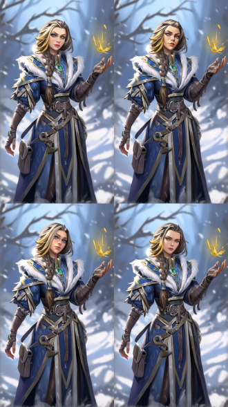 女法师，水流环绕身体，身材火辣，超写实，全身，细节丰富，专职表情，柔和光线，神秘感，对角线构图，广角镜头，冷色调，侧光，慢快门，动态模糊，神秘，专注。 全身角色 角色设计