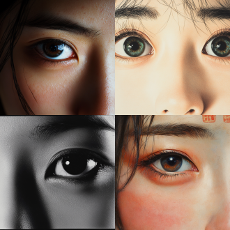 漂亮有神的中国人两只眼睛的正面特写 不要有其他过多装饰