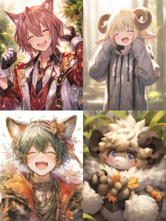 兽耳少年，半身像，柔和光线，森林背景，卡通风格，细节丰富，微笑表情，毛茸茸耳朵，清新色彩，温暖氛围，特写镜头，自然光，高饱和度，温馨，亲近感，绿色调，细节清晰，表情愉悦。 宫崎骏 雨天背景 全身