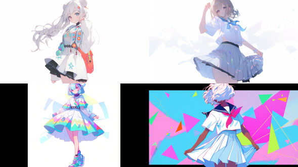 穿白色裙子，活泼可爱的四年级小女孩，数码风格