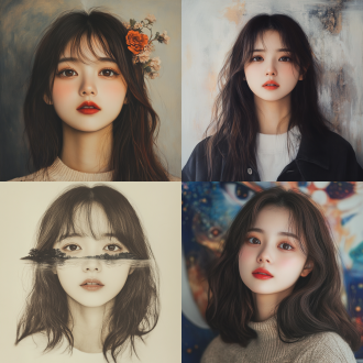 20岁亚洲女生，无框平光眼镜，温柔眼神，长发飘逸，自然光，纯色背景，柔和色调，半身照，30度角视角，微笑，室内环境，清新风格，超清分辨率，自然光，纯色背景，柔和色调，30度角视角，微笑，清新风格。 路易威登 头部特写