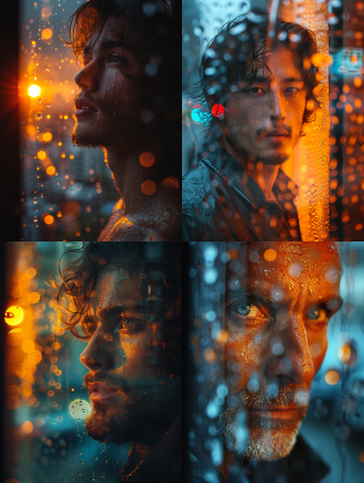 your hardworking appearance, sweat dripping on your forehead, your face tired but determined. the background is a busy office, and through the window one can see the bustling scene of the city. light is projected onto you through the window, creating a powerful side lighting effect. the color tone leans towards warm tones, highlighting your firmness and warmth. choose a medium focal length lens to highlight your expressions and details. effort, determination, confidence.