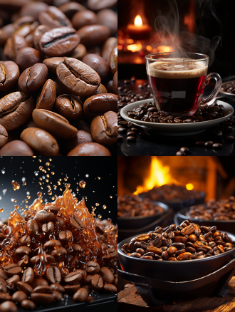 commercial photography, arabica coffee beans, creative shooting, studio lighting, realistic colors, ultra hd