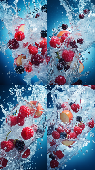 now ice splashing, dynamic composition, macro photography, high-tech camera, 8k high definition, ultra-realistic details, multi-angle shooting, vibrant colors, tempting appetite, poster promotion, milkshake splashing, vibrant health, eye-catching, wide-angle lens, high contrast, side lighting, fast shutter, creative layout, tense anticipation. oc renderer, surrealism.