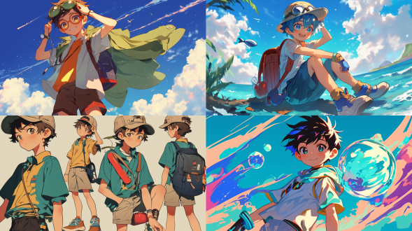 一个爱冒险的8岁可爱男孩,他喜欢探索和了解世界