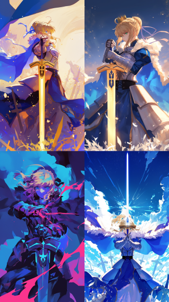 fgo，亚瑟王阿尔托莉雅，身着披风，宝具誓约胜利之剑，闪耀于终焉之抢 fgo, artoria pendragon, draped in a cape, brandishing the noble phantasm excalibur, shining in the final struggle.