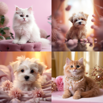 可爱风水粉宠物，超可爱萌宠，中心构图，柔和光线，室内环境，浅粉色背景，微距镜头，自然光，慢快门，静态，温柔表情，粉嫩色调，温馨感。