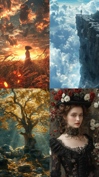 kyoji lkeda，小男孩，山顶，极光，-ar 16:9