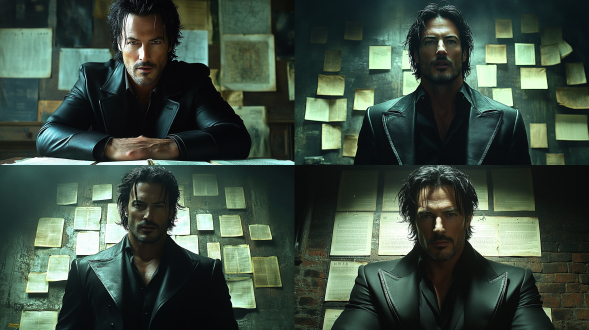 男人在线索图前