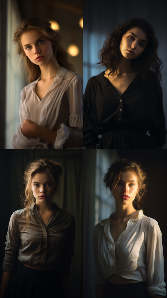 dramatic light,portrait of 1 elegant girl,indoor,simple background