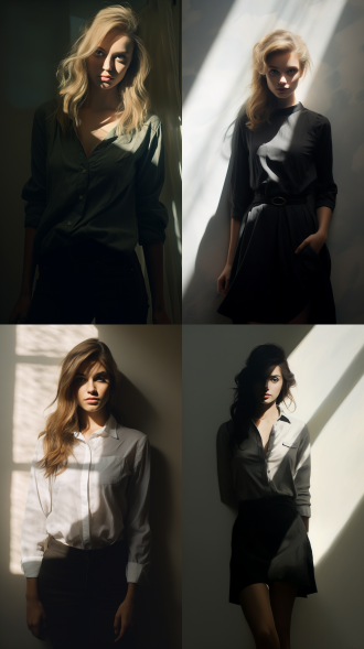 shadow effect,portrait of 1elegant girl,indoor,simple background