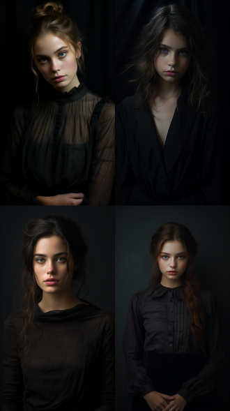 moody darkness portrait of1elegant girl,indoor,simple background