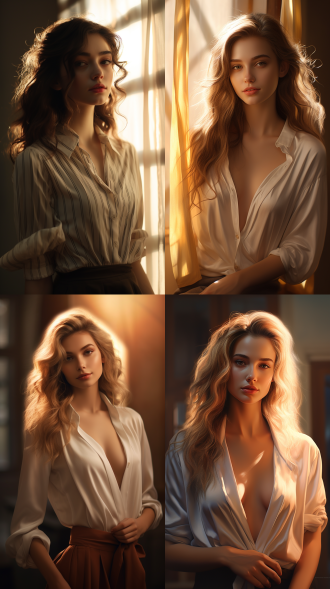 sun ligh,portrait of1elegant girl,indoor,simple background,8k,high quality