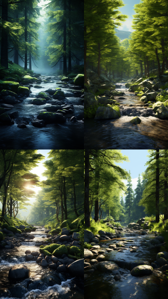 volumetriclighting,forest,river,8k,ue5