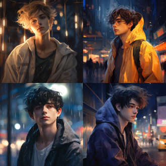 柔和的绘画风格，写实，艺术，冷光，夜景，一个美丽的动漫人物插图，以vray tracing的风格，edward cucuel，miki asai，lit boy，paul hedley